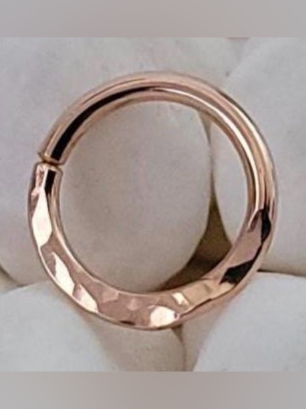 Hammered nostril ring 14K rose gold filled. 18 guage. 6.5 mm interior diameter